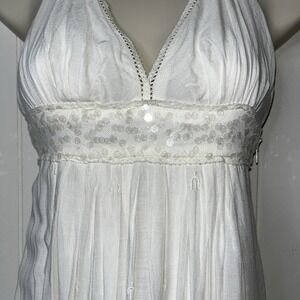 $160 ANTHROPOLOGIE HAZEL OMBRÉ MAXI HALTER DRESS SMALL WHITE Bohemian‎ NWT